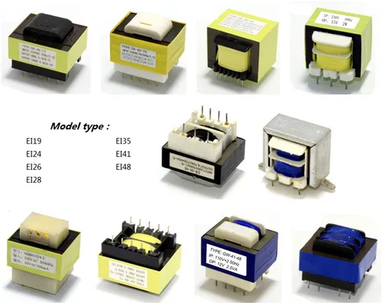 Trasformatore di laminazione per montaggio su PCB 0,8 W 1,2 W 12 V 5 W AC Ei